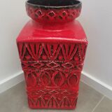 Large BAY Keramik Floor Vase 45 cm Red Vintage West Germany Bodo Mans