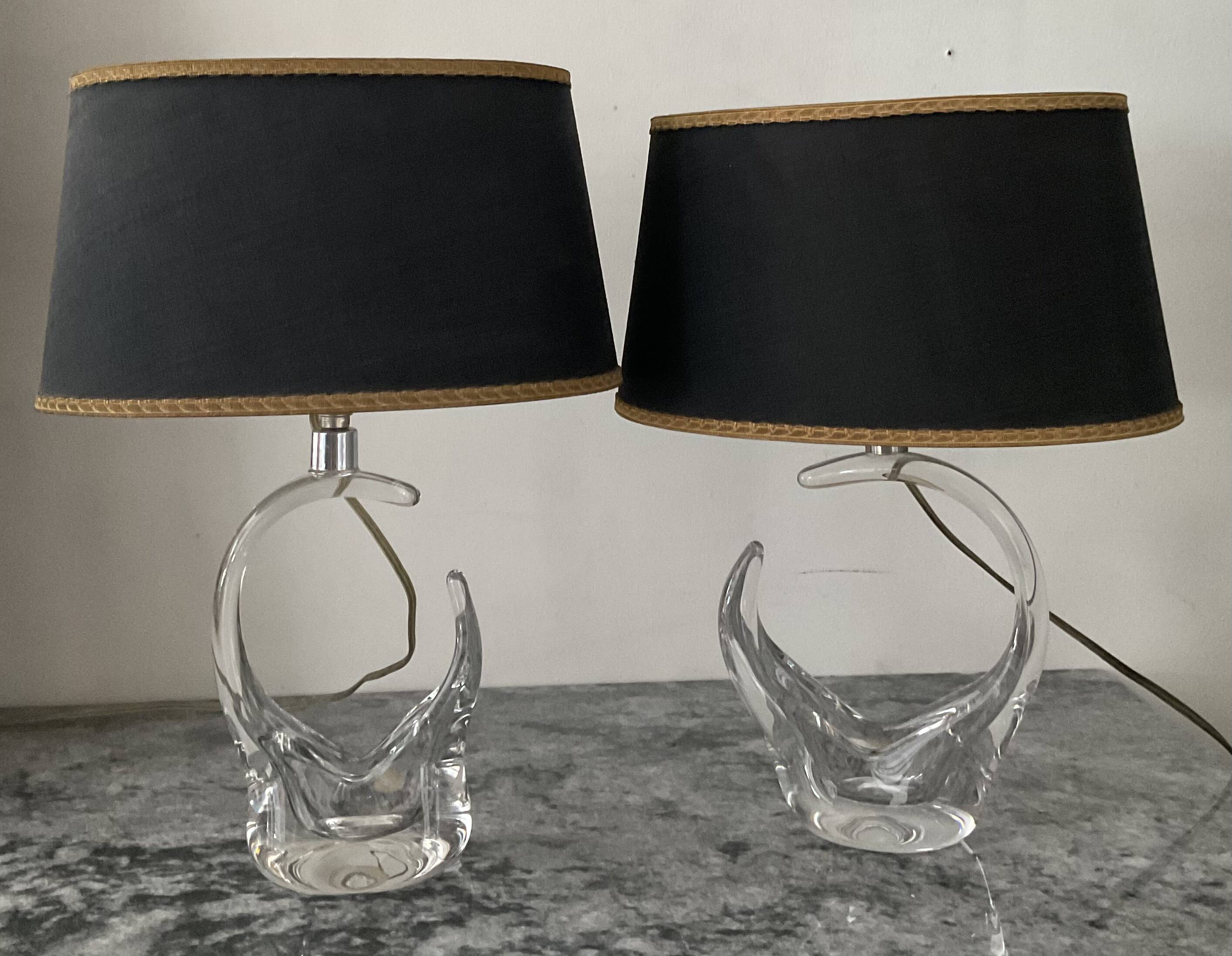 Pair of Saint Louis crystal lamps from the 1950s-60s.