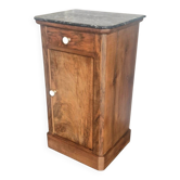 Walnut bedside table with a black marble top – late 19th century.