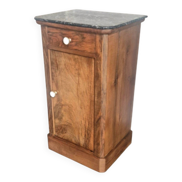 Walnut bedside table with black marble top – late 19th century.