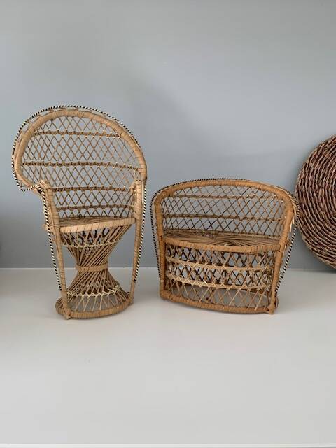 Wicker doll living room