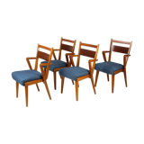 Ash & walnut dining chairs from Jitona Sobeslav, 1950