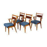 Ash & walnut dining chairs from Jitona Sobeslav, 1950