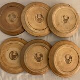 6 small bread plates enamelled pottery of the Vallauris Dove