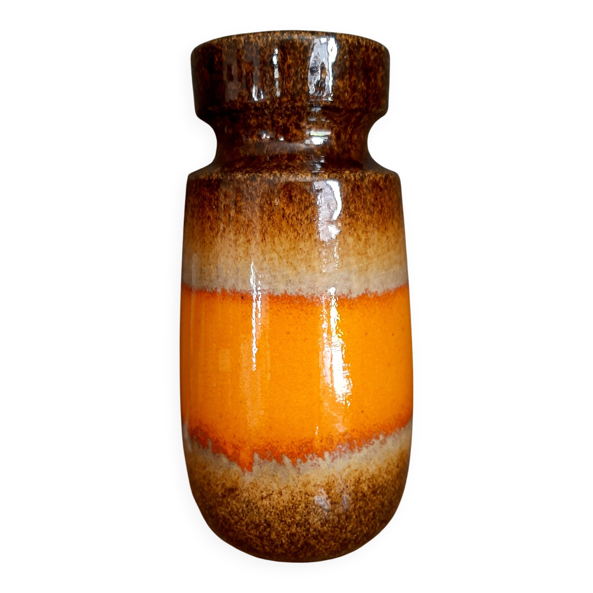 Vase Orange et Marron Vintage West Germany