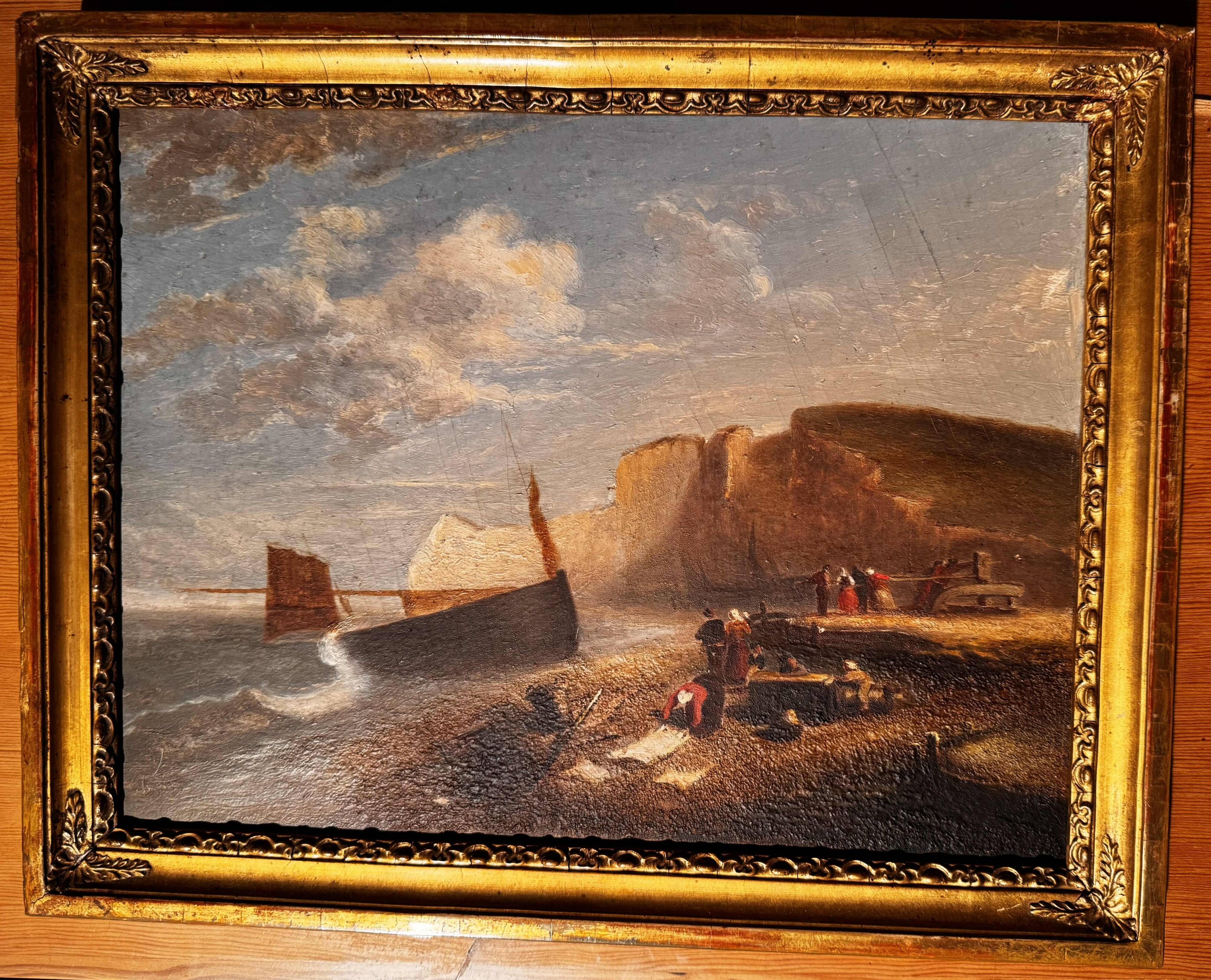Falaise d'Amont à Etretat vers 1855