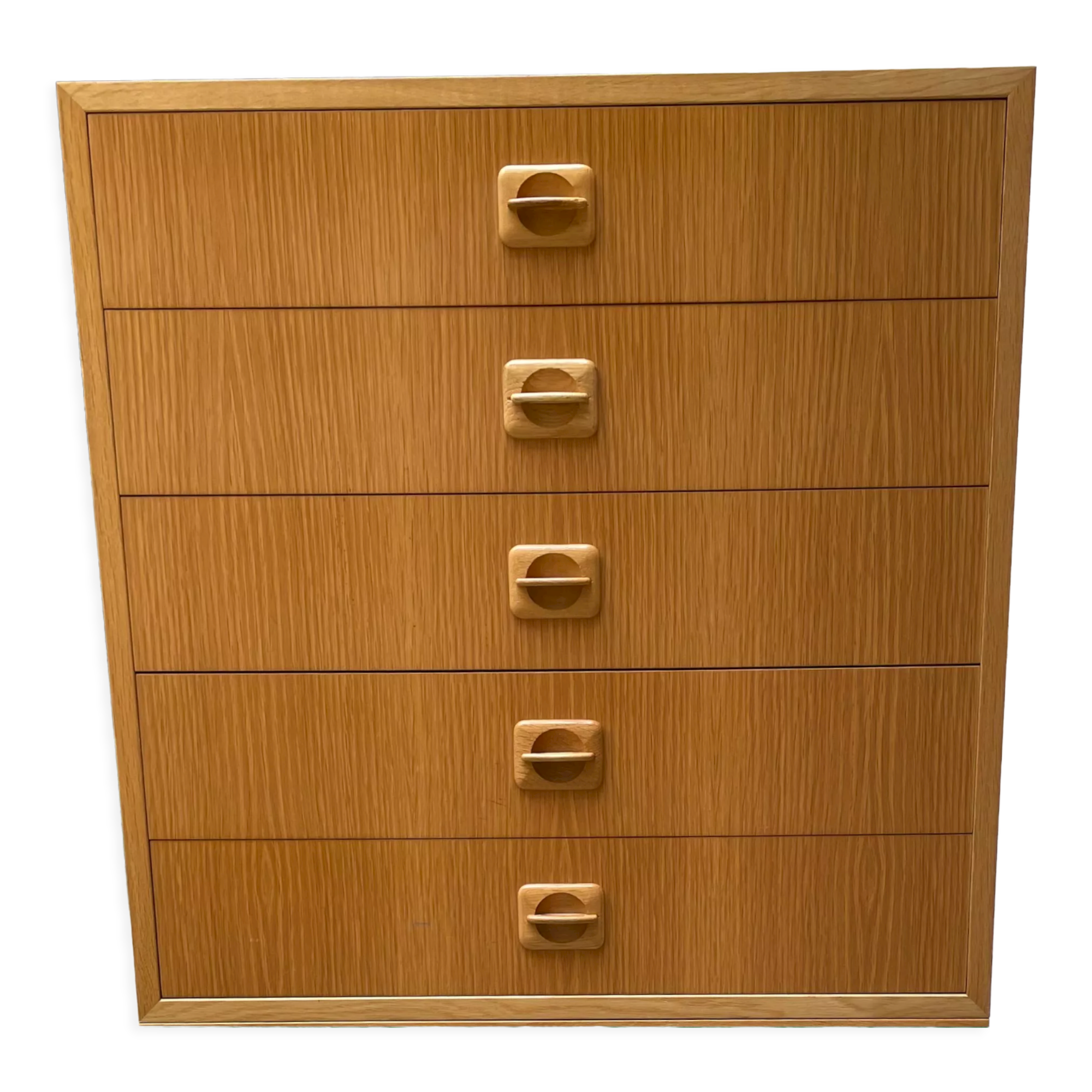 Chest of drawers with 5 drawers in light oak, Danish production from the 60s/70s.