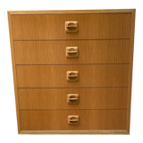 5-drawer chest of drawers in light oak, Danish production, 60s/70s