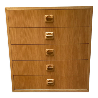 Chest of drawers 5 drawers in light oak Danish production year 60/70