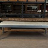 Aluminum and marble coffee table from the 1970s