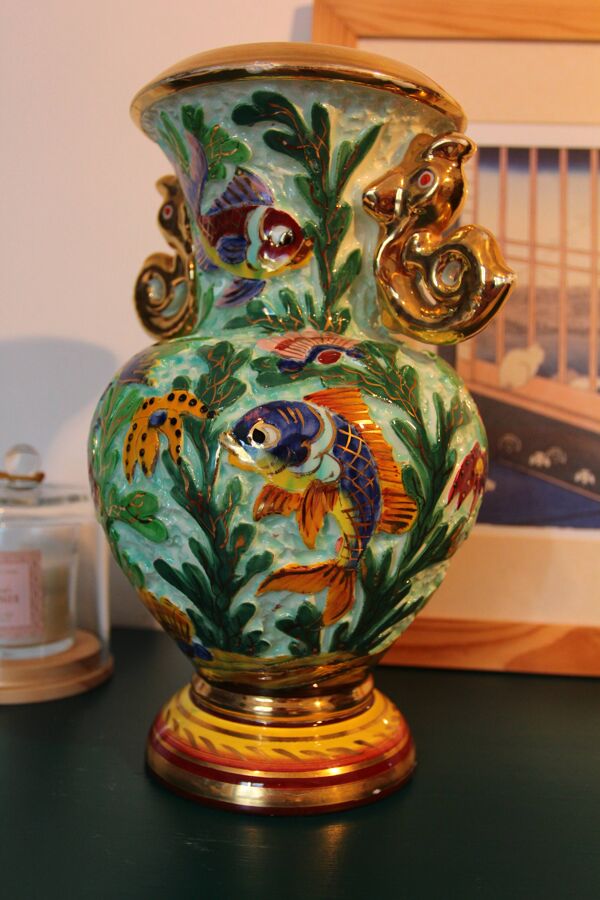 Vase balustre aux poissons, Cerdazur (v. 1950-60)