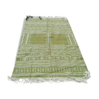 Tapis kilim marocain, berbère, vert en laine fait main - 100x200cm