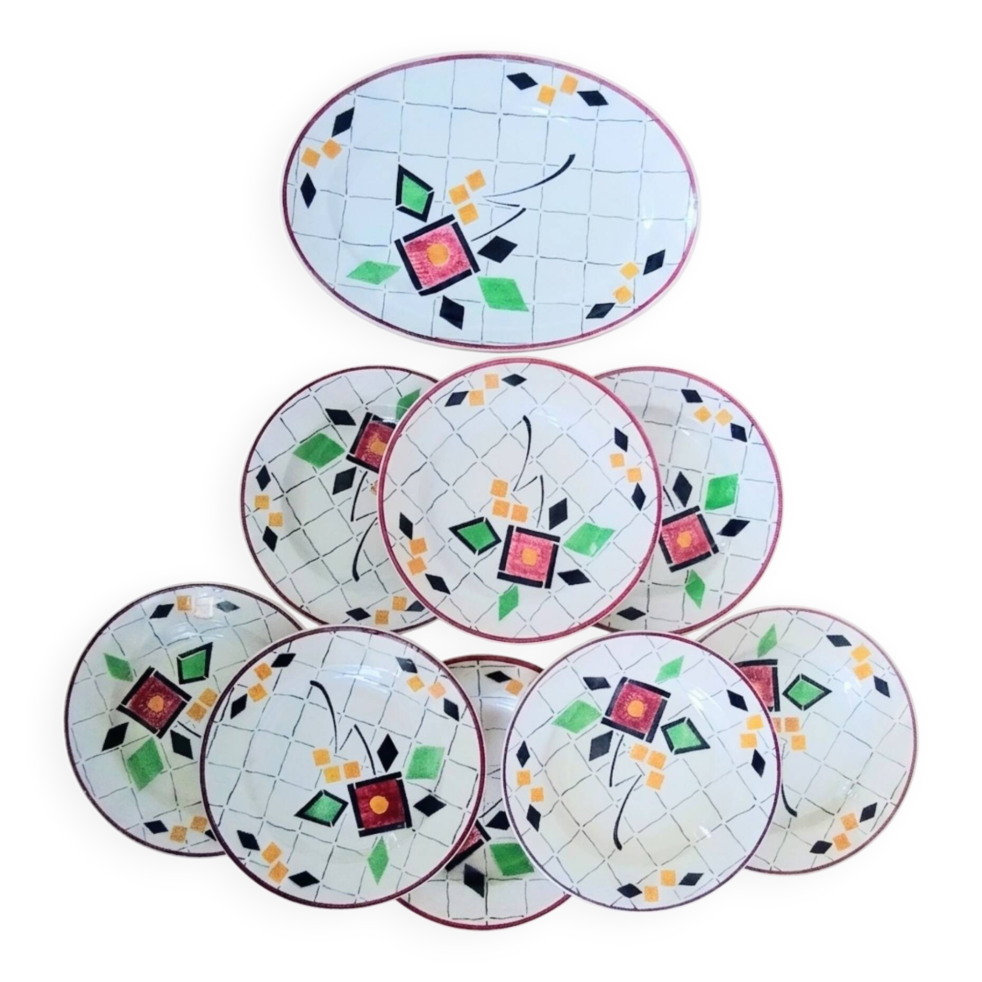 8 plates Creil Montereau model Fanchon