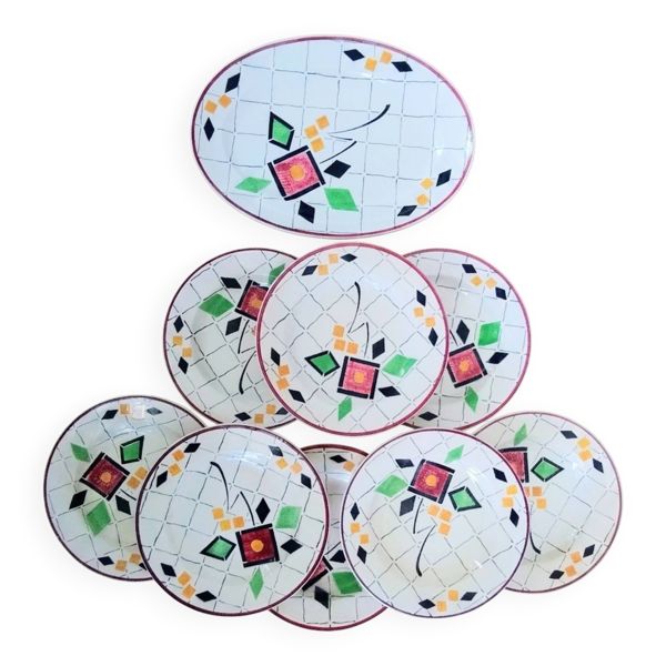 8 assiettes Creil Montereau modèle Fanchon
