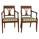 Set of Armchairs in Classicizing Forms in Striped Upholstery, 1990s