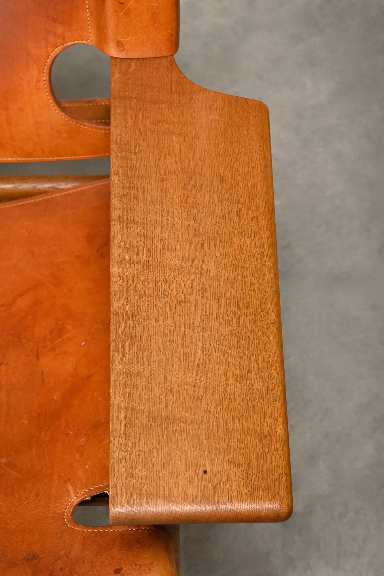 Børge Mogensen Spanish Chair in Cognac Leather and Oak for Fredericia, 1967