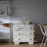 Small patinated art deco chest of drawers