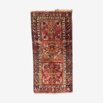 Tapis ancien turc Anatolie fait main 45x92 cm