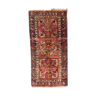 Small antique Turkish carpet Anatolia handmade 45x92 cm