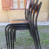Series of 4 chairs Mullca school model 510 tapered feet 1950