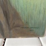 Old portrait in oil on panel 1920, vintage painting of a man signed Cagnet