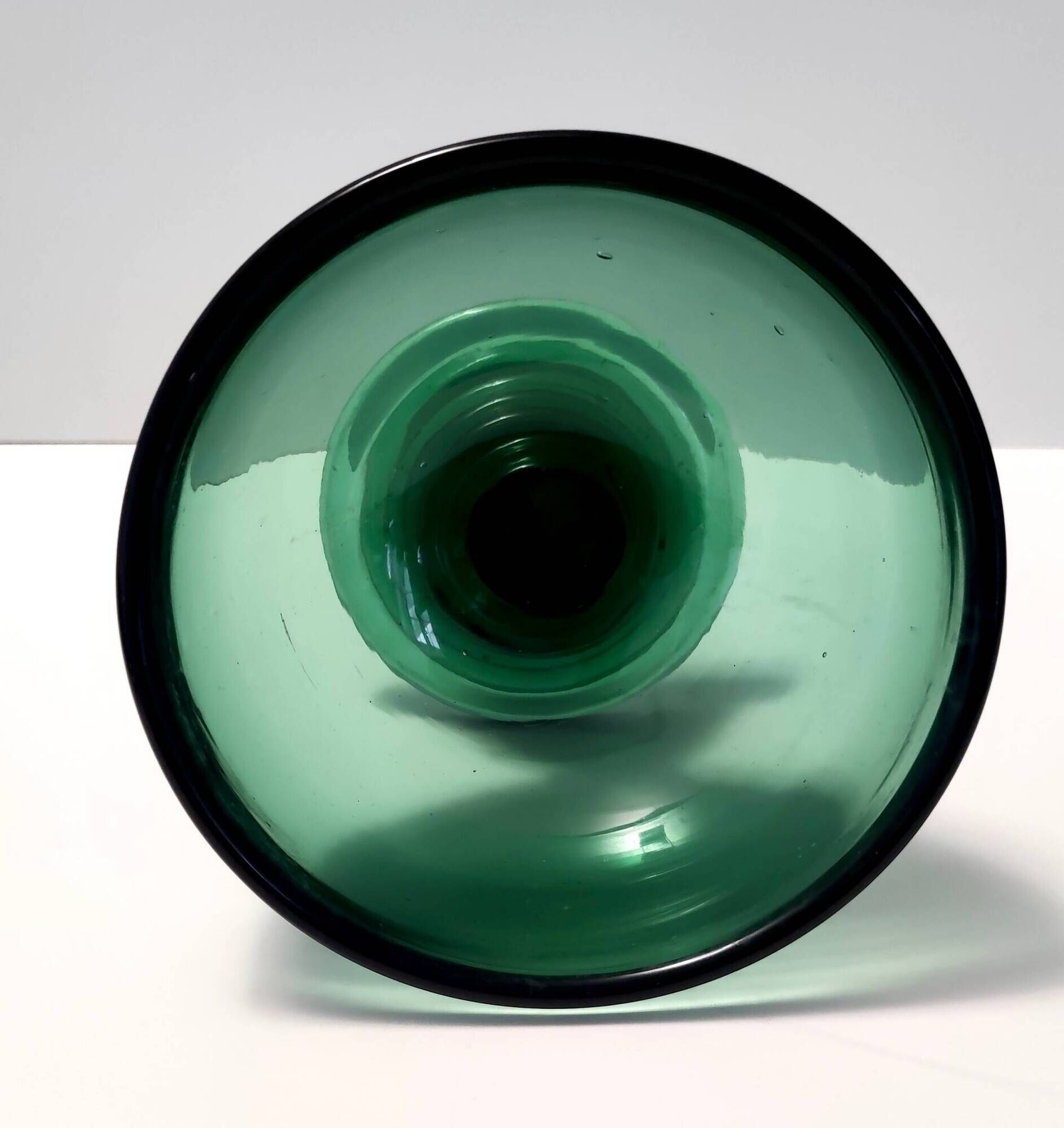 Hand Blown Green Glass Centerpiece / Bowl, Made in Empoli, Italy