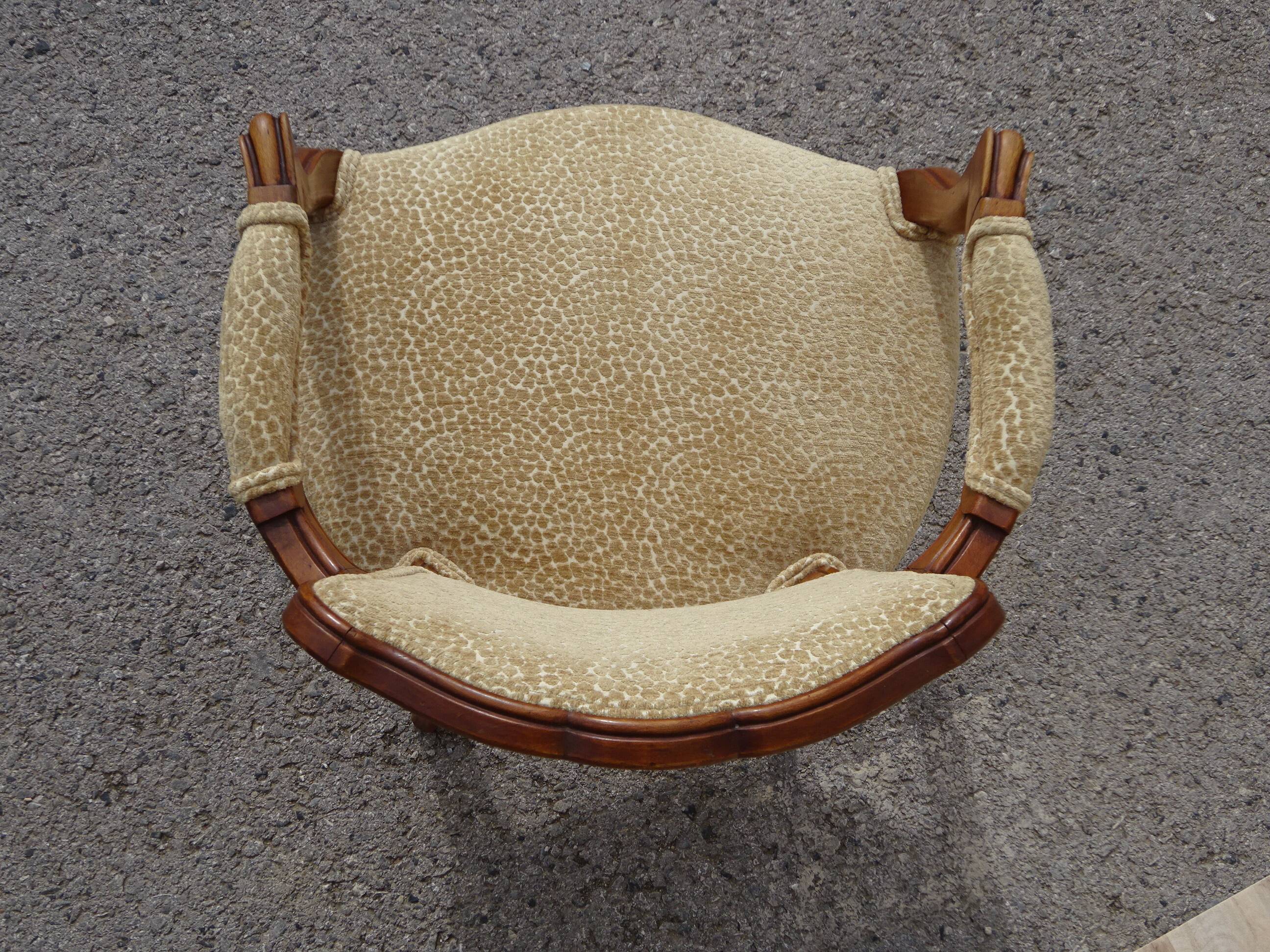 Pair of Louis XVI armchairs, upholstered in giraffe-pattern velvet