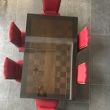 Post art deco dining table and its 6 chairs