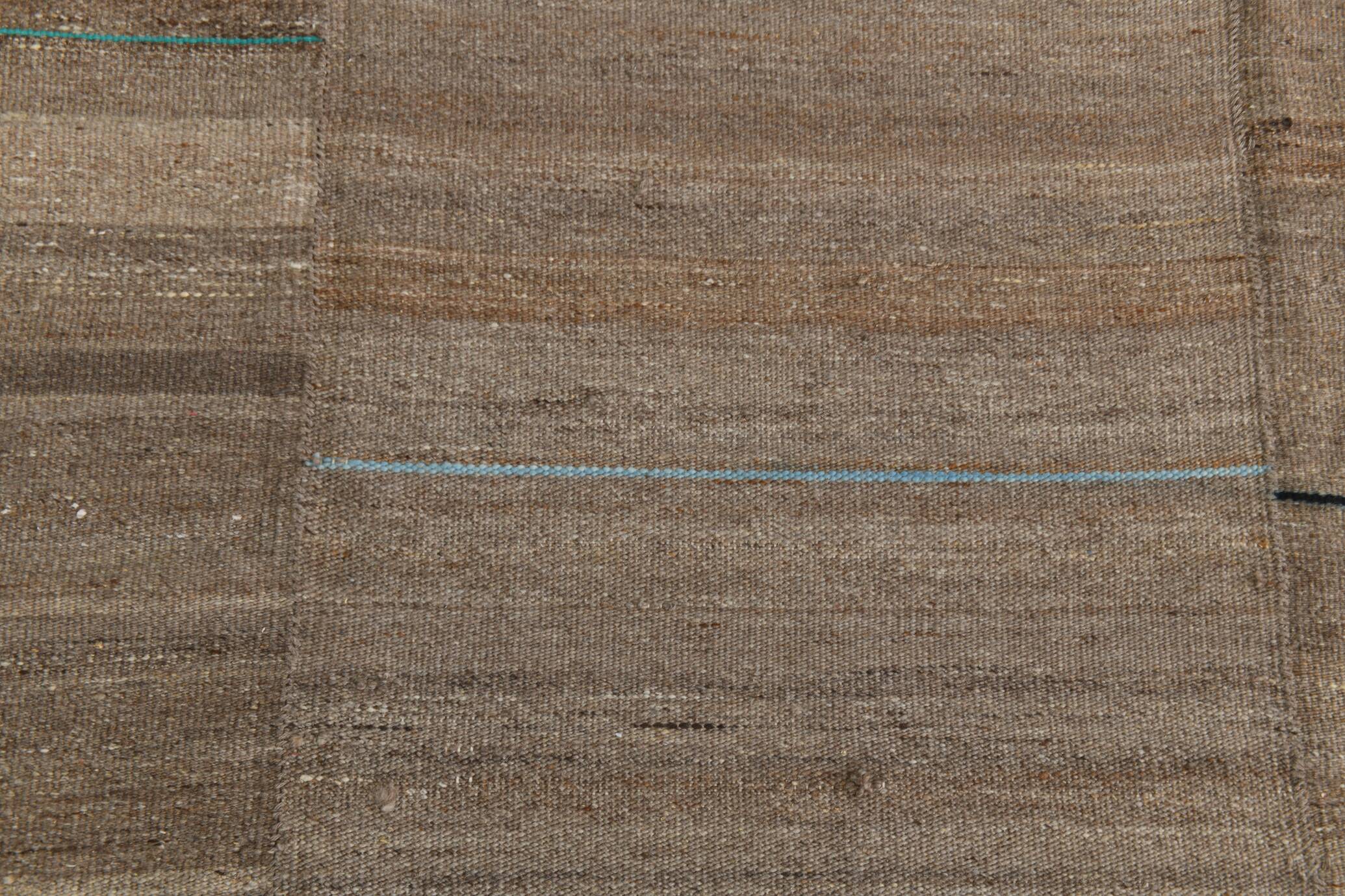 10x13 Turkish Brown & Bronze Handmade Kilim Rug, 303x386Cm