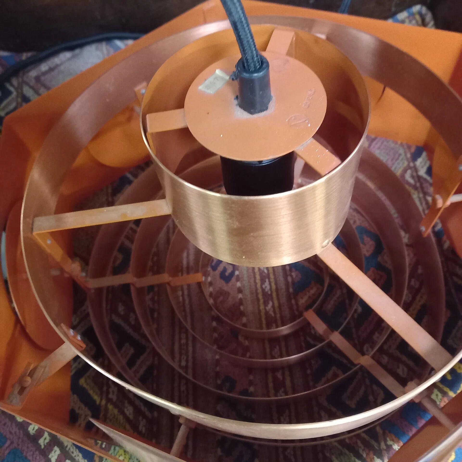 Vintage Space Age copper ceiling lamp by Birger Hammerstad
