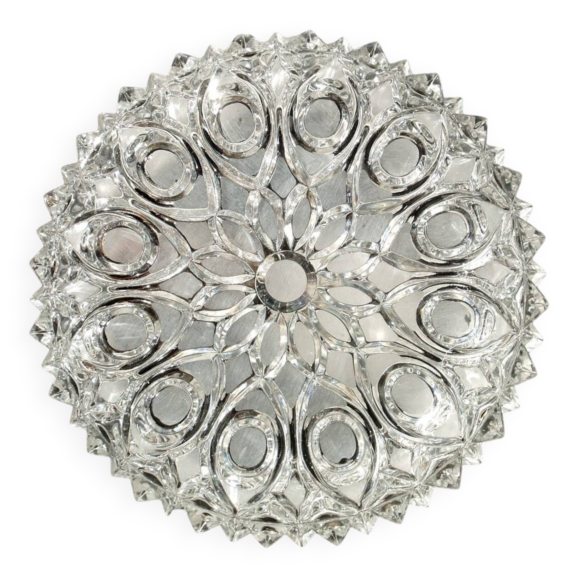 Ceiling light in polished & frosted cut glass, Germany circa 1970