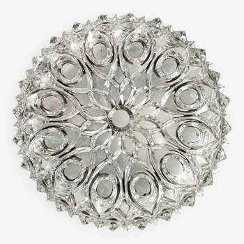 Ceiling light in polished & frosted cut glass, Germany circa 1970