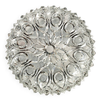 Ceiling light in polished & frosted cut glass, Germany circa 1970