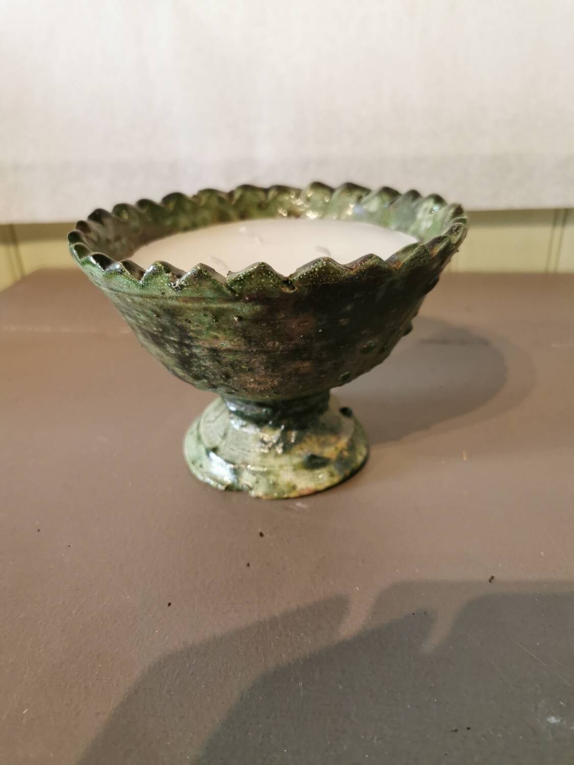 Bougie dans bol Tamegroute. Menthe