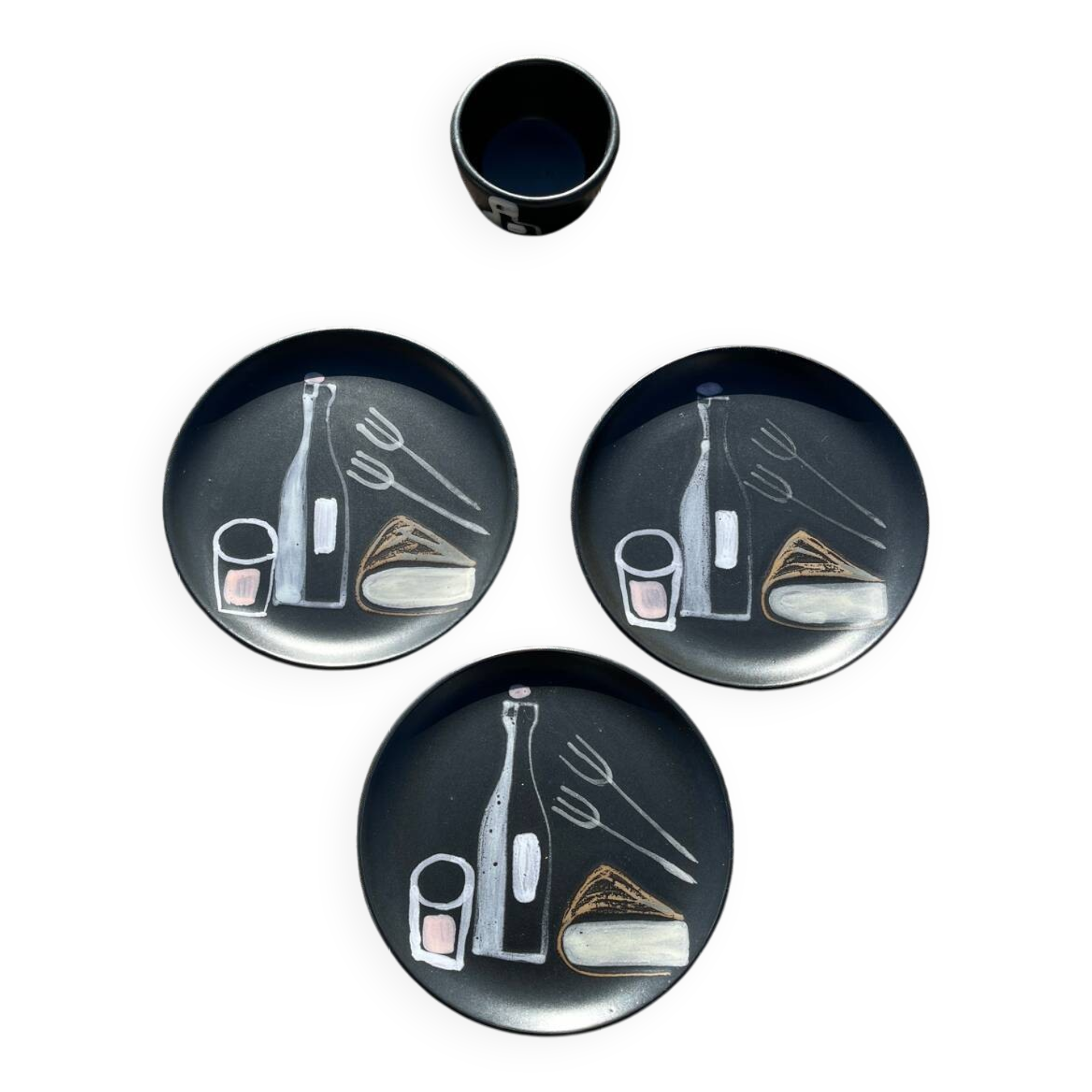 Set of 3 vintage 1960 ceramic plates