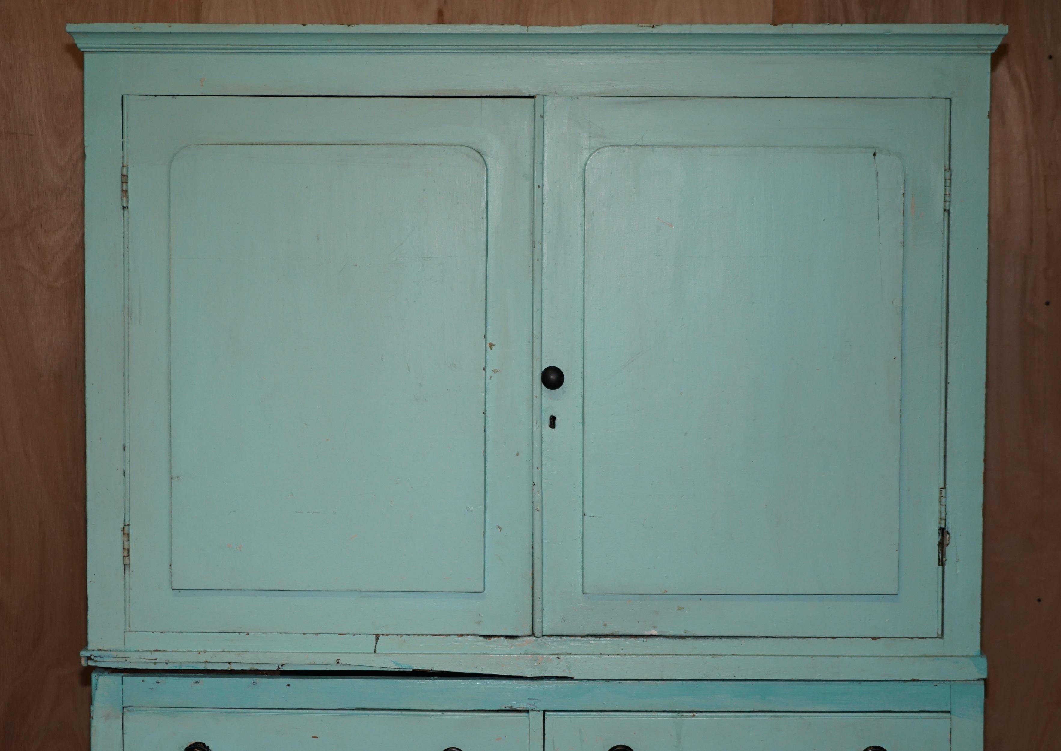 Painted pine linen cupboard or Victorian pantry circa 1860