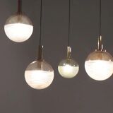 Glashütte Limburg hanging lamp amber glass, 1960s