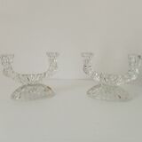 Paire de chandeliers vintage en verre ciselé années 60/70