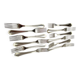 Set of 12 silver metal table forks from christofle model "spatours"