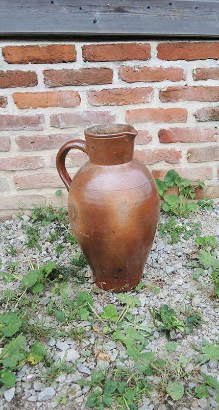 Old Large Jug in Brown Glazed Stoneware H 42 cm
