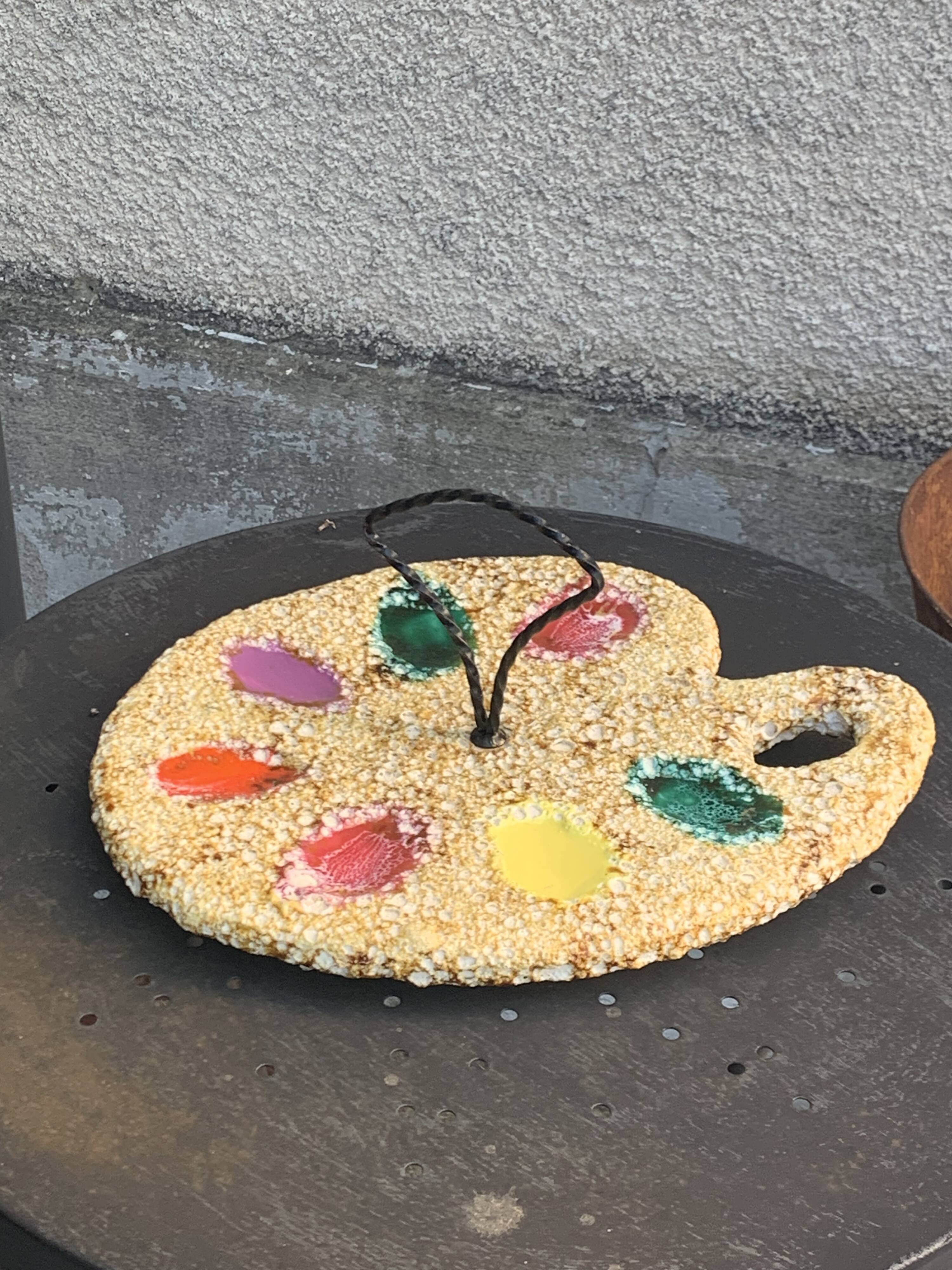 Vintage Vallauris ceramic cheese or charcuterie board or palette