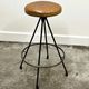 Pair of Industrial Vintage Metal Frame Bar Stools, France 1970s.