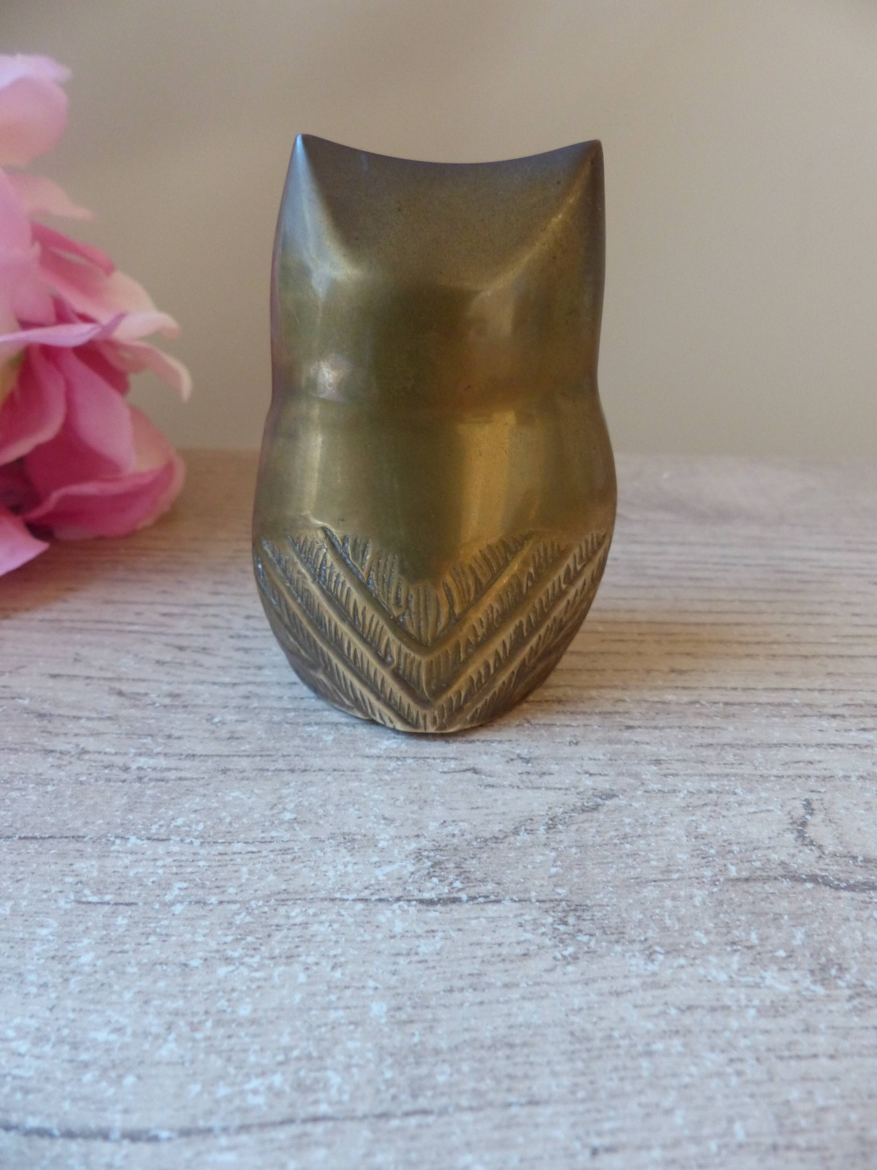 Old Brass Owl Animal Figurine