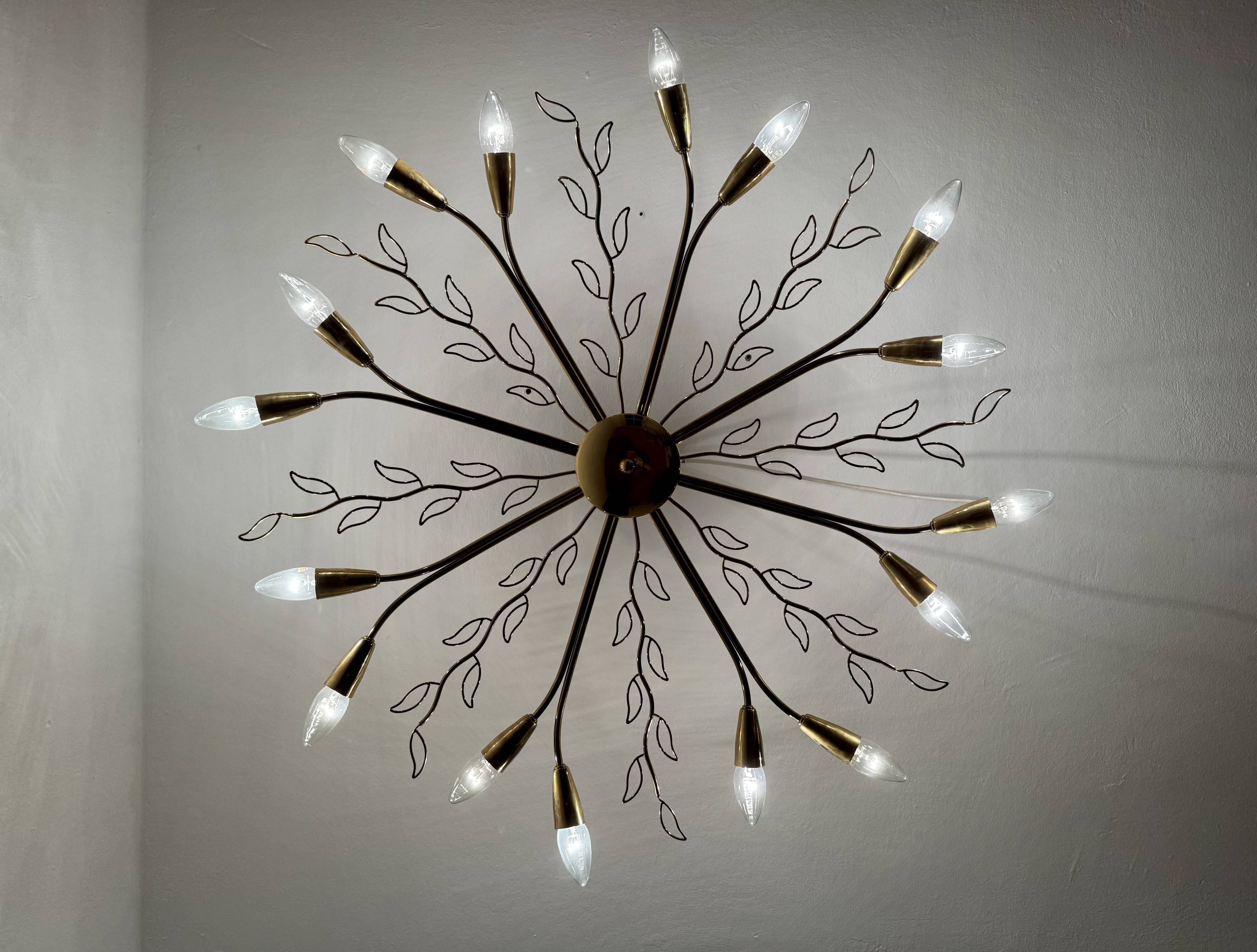 Large Austrian Brass Chandelier by Rupert Nikoll