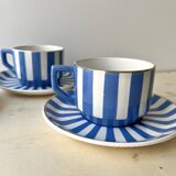 Set of 3 FOX TROTT coffee cups from Sarreguemines, 1930s, Art Deco service.