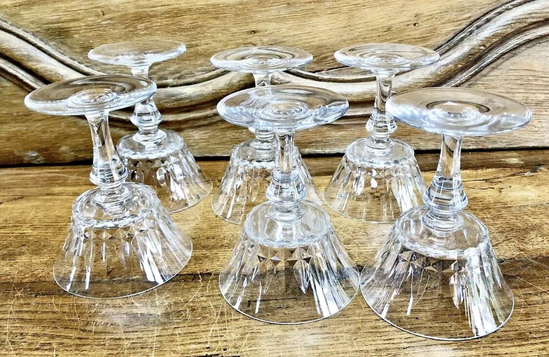 6 old Baccarat crystal champagne glasses Piccadilly model signed