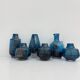 Set of 6 Schot Wiesel glass vases Bavarian Glass Art 'Florida' by Heinrich Löffelhardt blue bubbles 1970s Germany