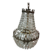 3-light hot air balloon chandelier in bronze with crystal tassels