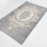 3x6 Gray & Cream Oriental Turkish Vintage Rug, 110x192Cm