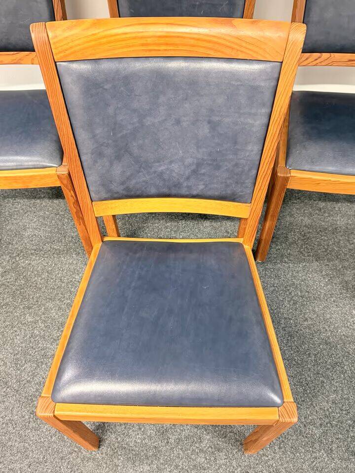 Vintage Set of 6 Solid Wood & Leather Chairs – FOLRM 75 by Andreas Hansen (Price is for 6)